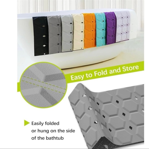 Silicone Bathtub Shower Mat Non‎ Slip, Foldable Bath Mat for Tub 28" x14" - Picture 3 of 5